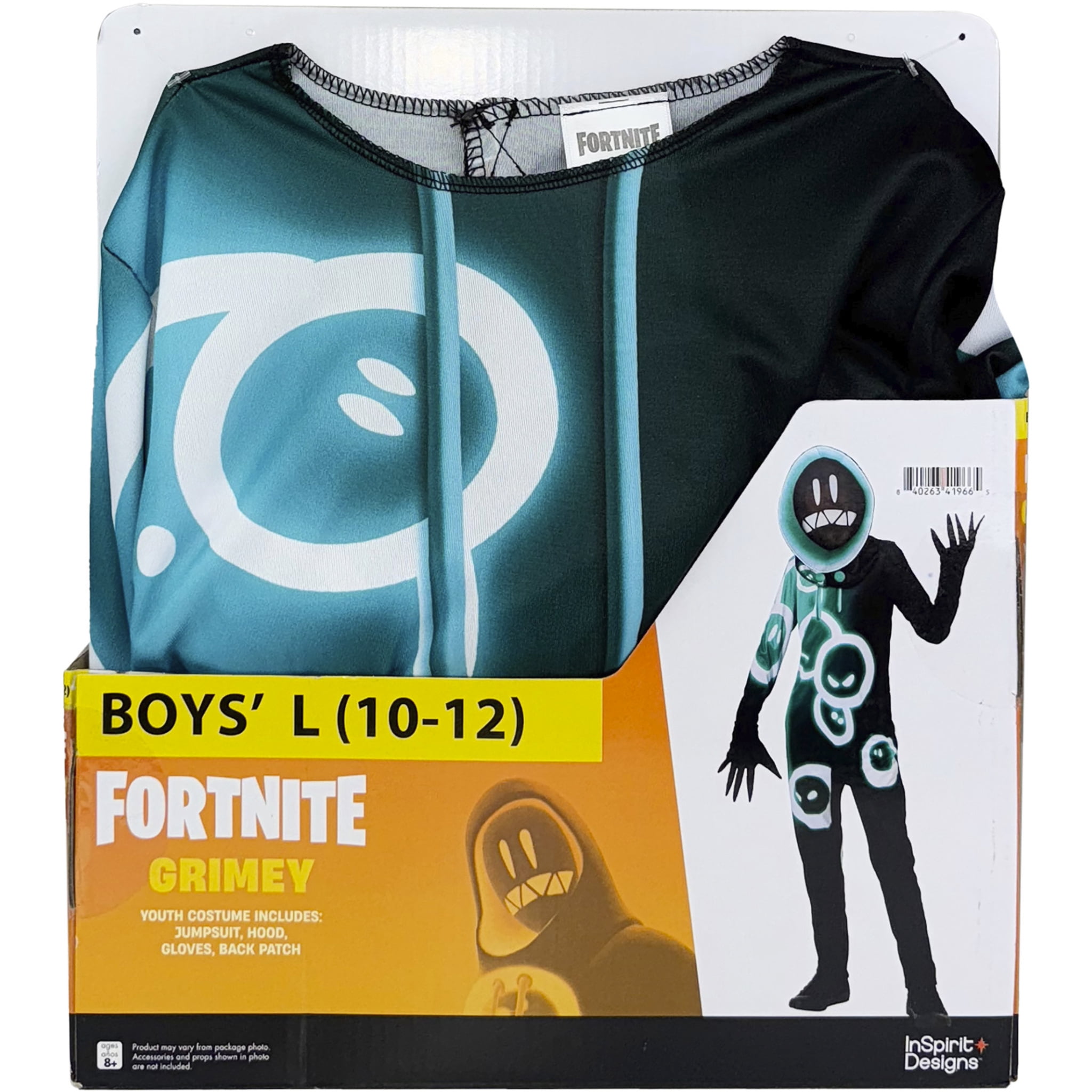 Fortnite Grimey Halloween Costume for Children, 4-Piece, Boys' Size L (10/12), by InSpirit Designs