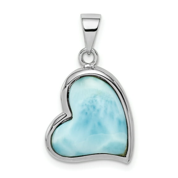 Sterling Silver Rhodium-plated Larimar Heart Pendant QP5223