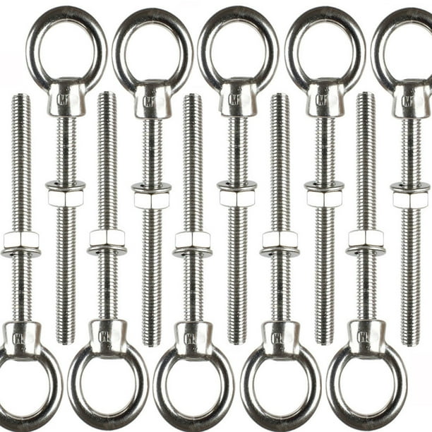Pernos de ojo de elevación - Pernos de ojo de anillo de elevación de acero inoxidable M8 * 100 con tuercas, Sujetadores de tornillo de perno de gancho de anillo redondo, Perno de anillo, 10 piezas