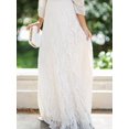 thumbnail image 6 of Women Elegant Solid Hollow Floral Lace Smocked High Waist Flowy A Line Swing Maxi Long Skirt White S, 6 of 7