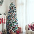 thumbnail image 4 of Alden Design Clear Prelit Incandescent White Flocked Pencil Artificial Christmas Tree, with Foldable Stand 6', 4 of 11