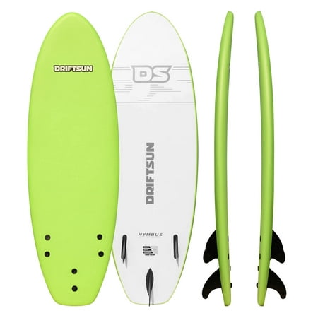 Driftsun Nymbus 66” x 20” Green Foam Surfboard, with EPS Foam Core, Includes 3 Removable (Best Foam Surfboard Australia)