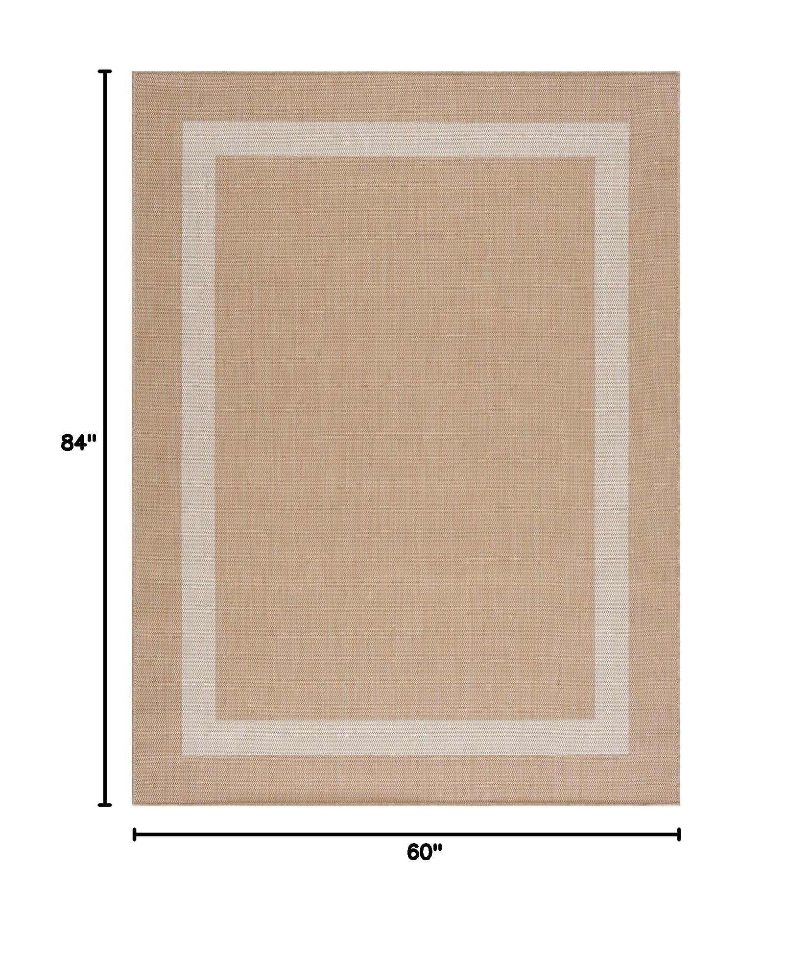Outdoor Rug 5x7  Modern Outside Rugs For Patios Porches Waterproof Durable Washable Non-shedding Easy-to-clean Indoor Area Carpet (5 X 7 Bordered - Beige/white)