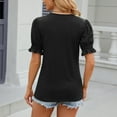 thumbnail image 7 of Summer Tops for Women, Womens Summer T-shirt Retro Elegant Casual Loose V Neck Drawstring Short Ruffle Sleeve Solid Color Basic Classic-Fit Blouses Shirts Summer, 7 of 7