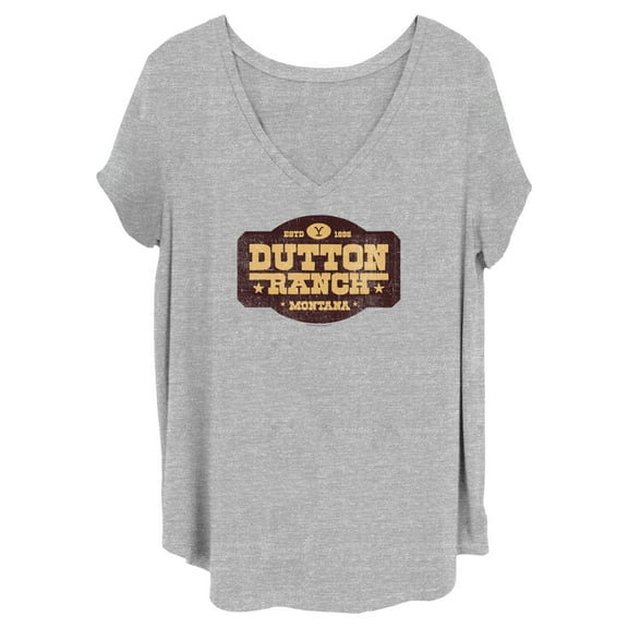 Women's Yellowstone Distressed Dutton Ranch Montana Est 1886 Logo  Graphic T-Shirt