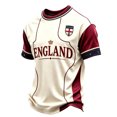 thumbnail image 2 of England 2026 Soccer Cup Fan Jersey for Men, Crewneck Short Sleeve T-Shirt with Crown & Shield Graphic, Lightweight Breathable Athletic Top, 1 PC Khaki XXL, 2 of 4