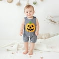 thumbnail image 5 of Gelikeya Halloween Baby Clothes Pumpkin Print Sleeveless Jumpsuit Bodysuit Boys Girls Toddler Rompers (Black, 12-18 Months), 5 of 6