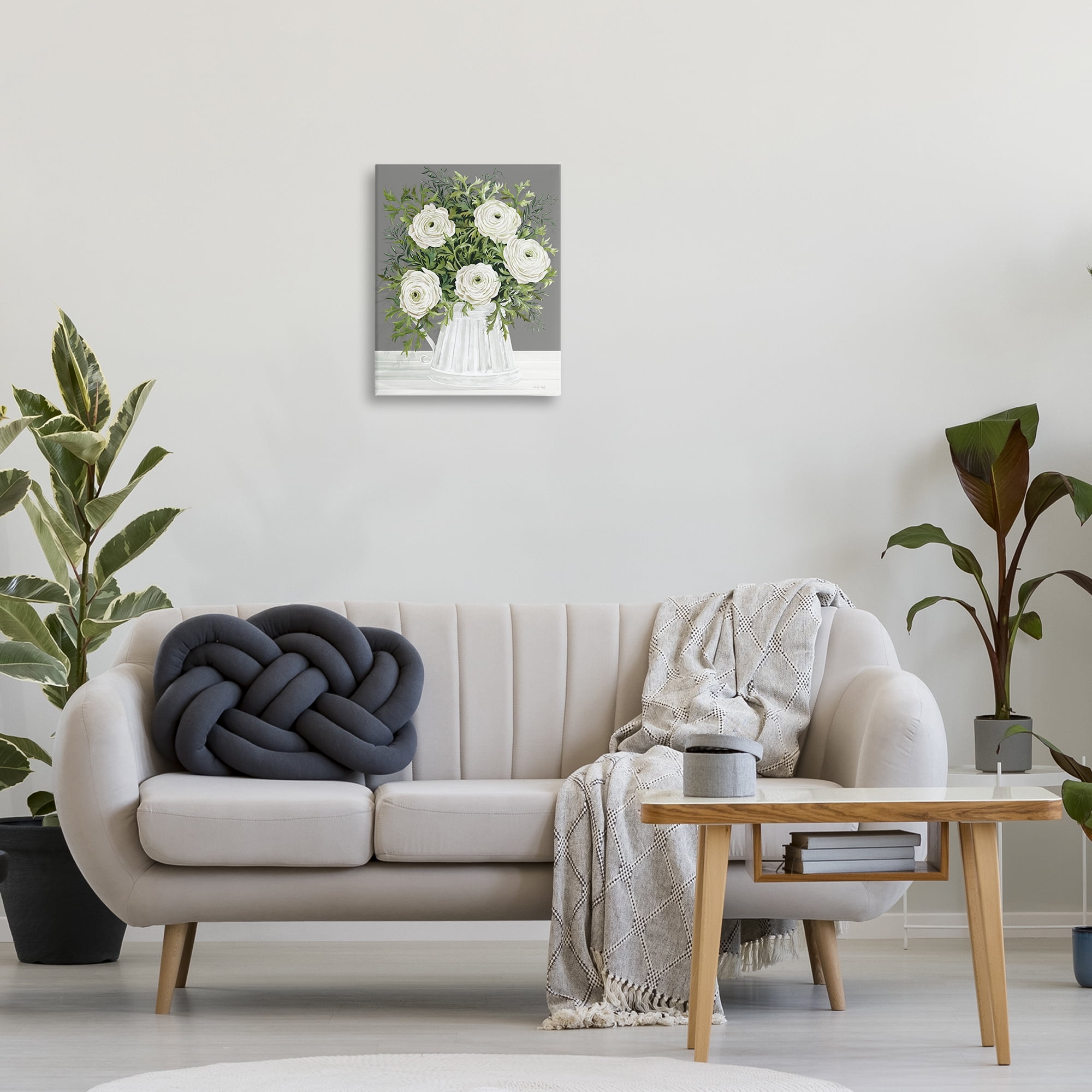 Stupell Industries Peonies in Country Vase Botanical & Floral Painting Gallery Wrapped Canvas Art Print Wall Art, 16 x 20