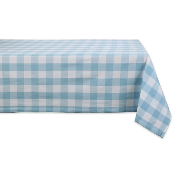 52" Cotton Tablecloth with Pastel Blue Checkered Design