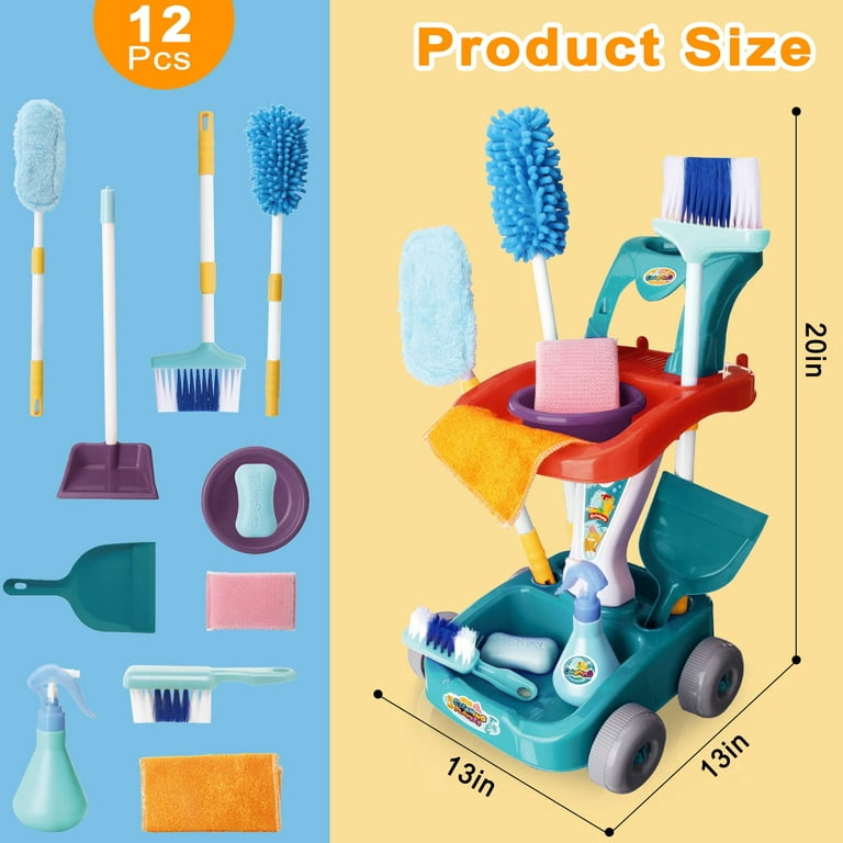 Kid's Housekeeping Cleaning Tools, 3pcs Small Mop Small Broom Small  Dustpan, Little Housekeeping He