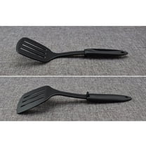 HEMOTON Plastic Slotted Turner Non-Stick Heat-Resistant Kitchen Utensil with Vacuum Ergonomic Handle for Home Kitchen - Black