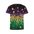 thumbnail image 4 of Cadancy Mardi Gras Tshirts Women Rave Party Holiday Graphic Crew Neck Short Sleeve Tops Funny Trendy Casual Loose Blouse Glitter Carnival Outfits, 4 of 5