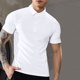 thumbnail image 4 of Camisas Elvqul Hombre Stretch Blanco Playa Liso Manga Corta con Solapa Botones, 4 of 4