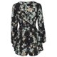 thumbnail image 2 of Gibobby pantalones siameses de pierna ancha Mono corto con dobladillo con volantes y cinturón de manga suelta con cuello en V y estampado floral para mujer(Negro, S), 2 of 5
