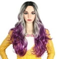 thumbnail image 4 of Peluca Larga Y Rizada Para Mujer Peluca Negra Gris Púrpura Degradada Peluca Larga Rizada Para Mujer Peluca Negra Gris Púrpura Degradada Peluca Ombre Peluca Delantera De Encaje ANGGREK Black Gray Purple Gradient Wig, 4 of 8