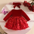 thumbnail image 4 of Mnyotv Toddler Girls Dress Baby Girl Outfits Fall Clothes Mesh Floral Bow Long Sleeve Dress with Headbands Size 6-12Months, 4 of 5