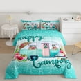 thumbnail image 2 of Homewish Happy Camping Bedding Comforter Set,Colorful Flower Floral Twin Comforter Sets,Cyan Glitter Print Bedding Set For Teens,Ultra Soft Home Decor Reversible,2pcs, 2 of 8