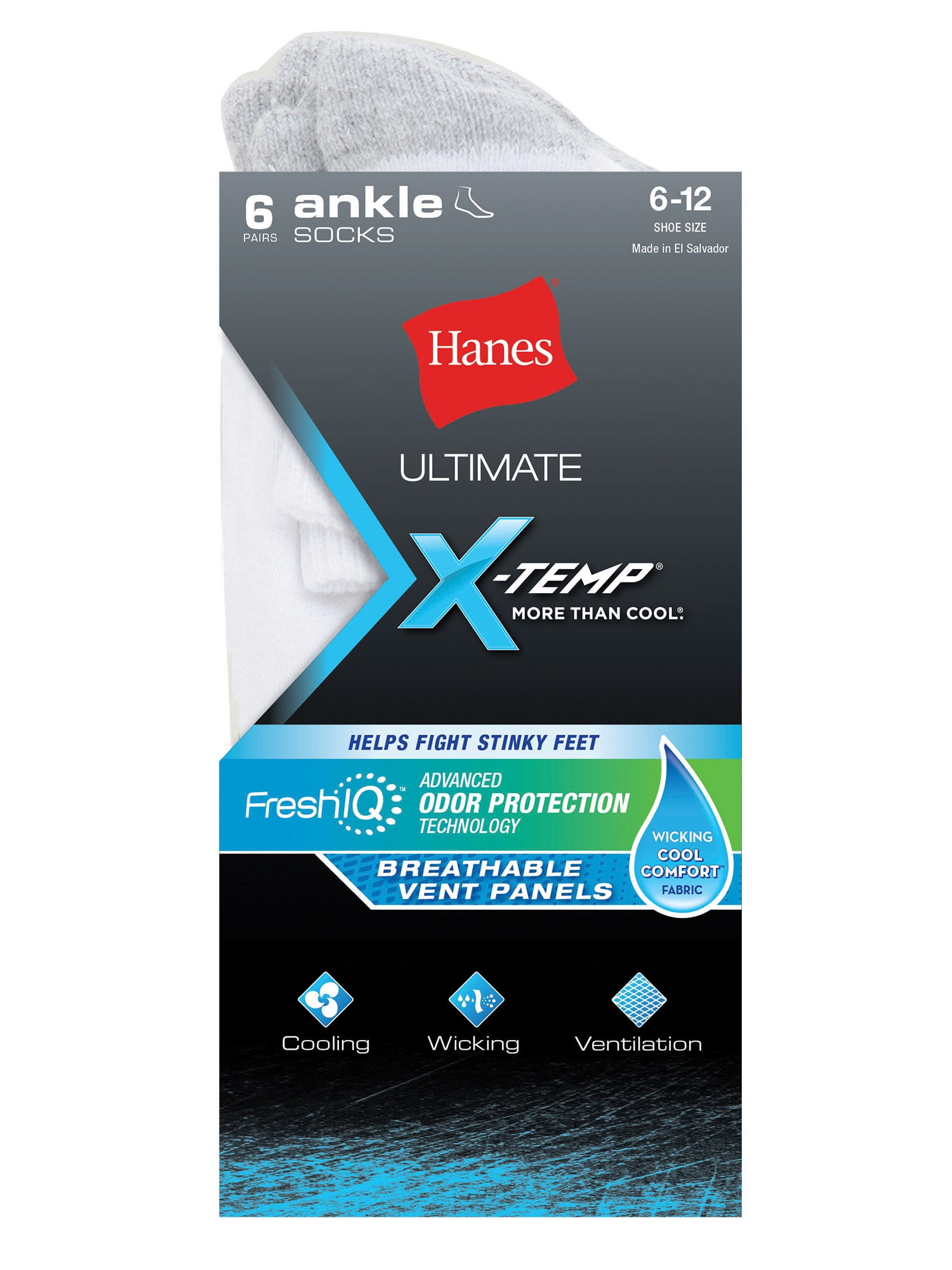 Men's Ultimate X-Temp Ankle Socks, 6 Pack