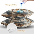 thumbnail image 4 of Throw Pillow Covers 18x18 Inch Set of 2, Navy Blue Brown Palm Tree Waterproof Outdoor Pillow Covers, Tropical Leaves Vintage Decorative Cushion Pillowcases for Couch, Sofa, Bed, Garden, Patio, 4 of 9