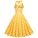 thumbnail image 4 of Vestido hinchado con cuello halter y cuello halter con cordones y lunares sexy informal a la moda para mujer Fridja  nalpqowj29534, 4 of 8