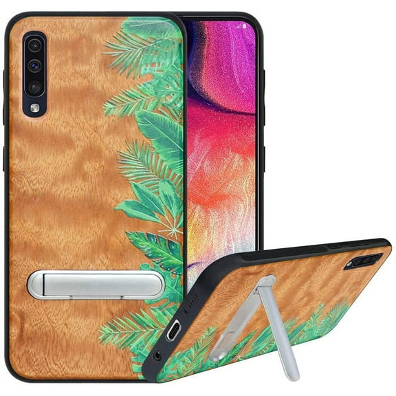 Labanema Samsung Galaxy A50 2019 Case, Samsung Galaxy A50 2019 Cover with Metal Kickstand, Natural Wood TPU Cover, Anti Scratch Case for Samsung Galaxy A50 2019 (Rainforest)