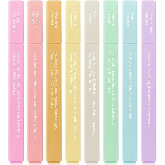 Mr. Pen- Bible Highlighters with Color-Coding System, 8 Pack, Soft Pastel Aesthetic Highlighters Assorted Colors