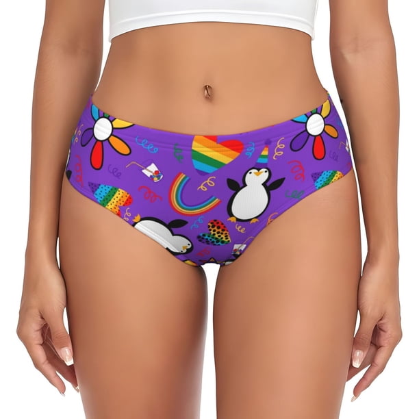 Balery Rainbow Lgbt Penguin Ropa Interior de Algodón para Mujer con Dibujo – Braguitas Cómodas y Elásticas, Estilo Clásico-Medium