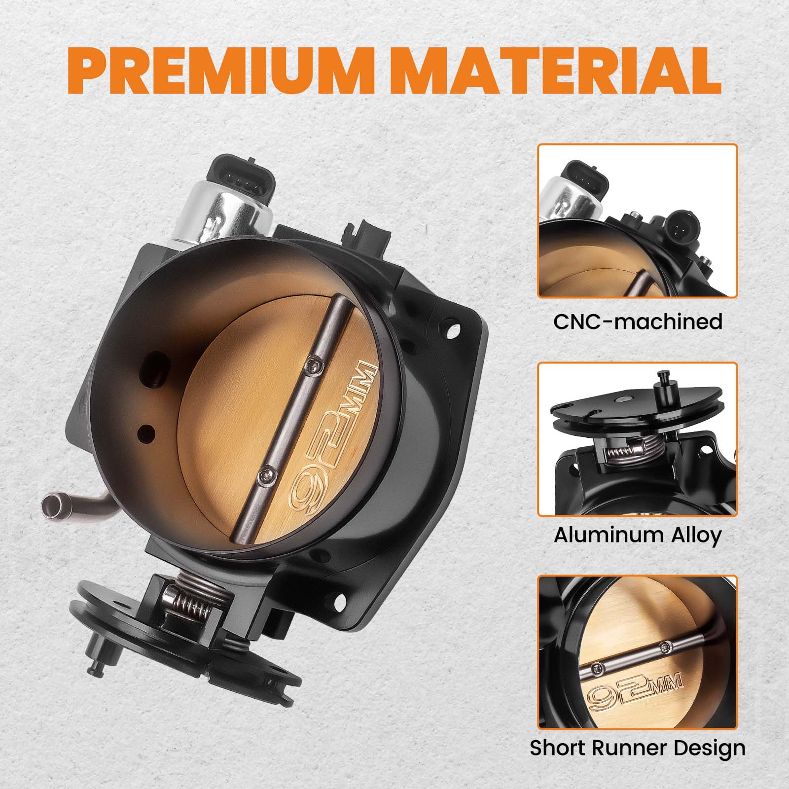 Maxpeedingrods 92mm Throttle Body for LSX LS1 LS2 LS3 LS6 LS7 for GM Gen III with TPS IAC 4 Bolt
