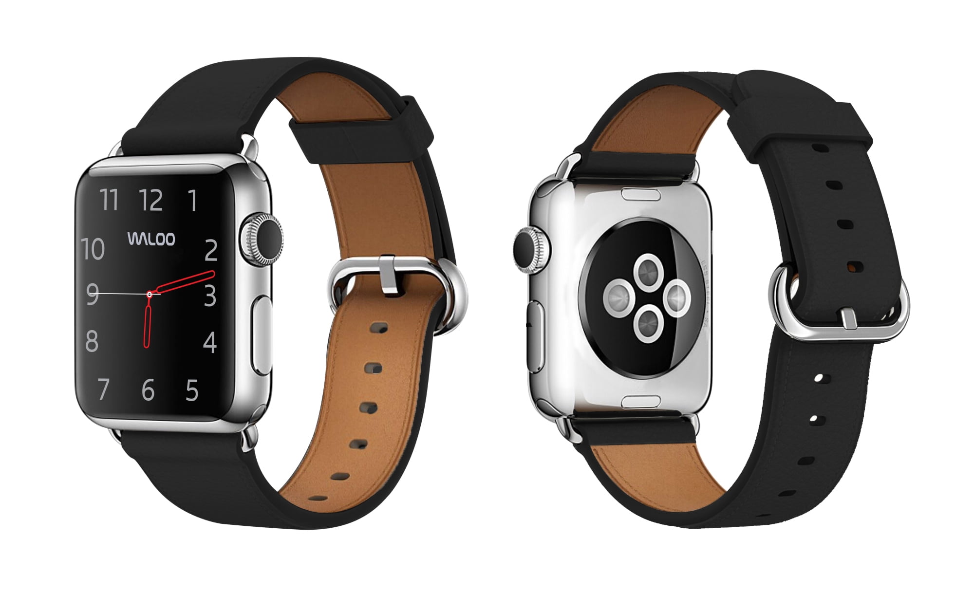 Waloo Genuine Classic Leather Stainless Steel Buckle Replacement Watch