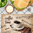 thumbnail image 3 of Joocar Coffee Time Music Notes And Chocolate Design Linen Table Mats Set Of 4 For Home Kitchen Table Decor 12x18 inch, 3 of 5