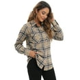 thumbnail image 2 of Siliteelon Womens Flannel Shacket Button Down Plaid Long Sleeve Casual Business Blouse Top Fall Winter Outfits, 2 of 6