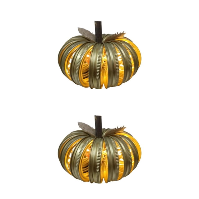 Matsuzay Luz hueca de calabaza de Halloween para decoración ecológica Clásico fuera de arriba Multifuncional Oro Oro 2Conjunto