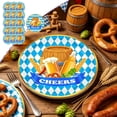 thumbnail image 2 of Oktoberfest Disposable Paper Plate Set 7 Inch Bavarian Pattern for Appetizer Dessert, Beer Mug Pretzel Print, Themed Party Gift, 2 of 6