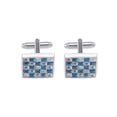 thumbnail image 1 of Gemelos modernos cuadrados con circonitas cúbicas azules y transparentes, 1 of 2