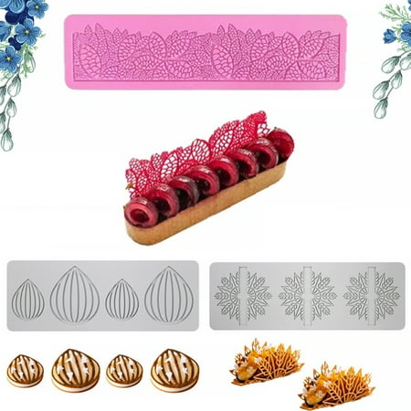 

Dessert Mold Non-stick Pliable Cake Decorating Silicone Chestnut Flower Cake Lace Mold for Bakery