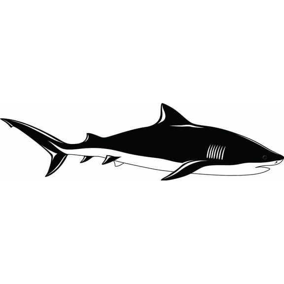 Custom Decals - Prices Reduced Shark, Black & White - Picture Art - Peel & Stick Vinyl Wall Decal Sticker 10x30 Inches