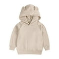 thumbnail image 3 of Children's Long-Sleeve T-Shirt On Clearance Kids Tracksuits 2 Piece Athletic Hoodie Set Activewear Solid Sweatshirt Sweatpant Sports Sweatsuit Baby Girls Boys Long Sleeve T-Shirt Khaki 12-24 Months, 3 of 8