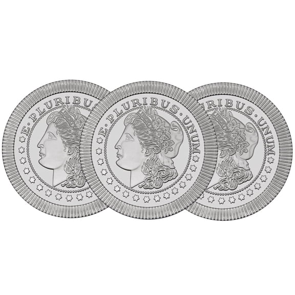Collectible Lot of 3 - 1 Troy oz Morgan Stackable .999 Fine Silver Rounds