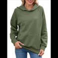thumbnail image 2 of Sudadera con Capucha para Mujer, Informal, de Larga, Holgada, con Bolsillo. Verde L, 2 of 9