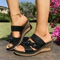 thumbnail image 5 of Viluyesy Women's Wedge Sandals, Floral Open Toe Slip On Soft Sole Casual Comfotable Shoes Black 7.5, 5 of 9