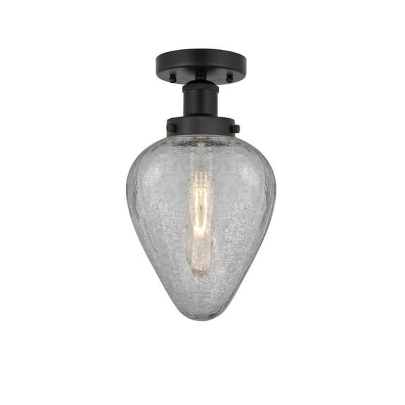 616-1F-BK-G165 Innovations Lighting Geneseo - 1 Light Semi-Flush Mount In Industrial Style-9.75 Inches Tall and 6 Inches Wide-Matte Black Finish-Clear