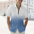 thumbnail image 2 of Mens Gradient Linen Shirts Casual Button Down Short Sleeve Beach Summer Shirts, 2 of 6