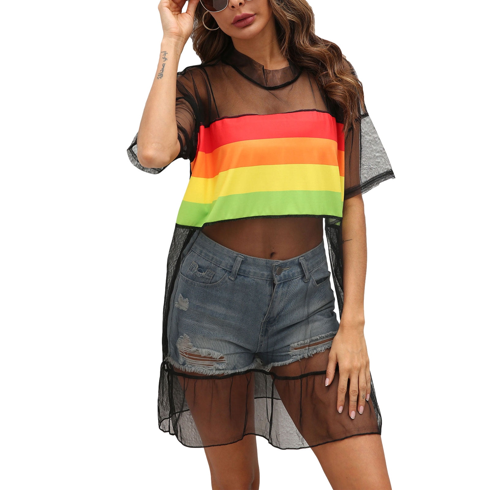 Women Bikini Sun-Proof Cover, Rainbow 