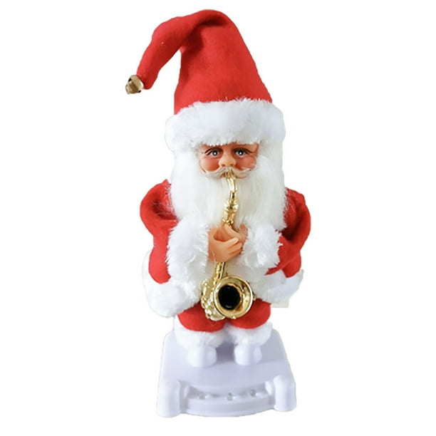 Adorno navideño para el tablero del tablero con Papá Noel bailando y cantando Saxofón