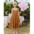 thumbnail image 5 of Arshiner Girl's Sundresses Summer Boho Strap Tiered Cami Maxi Dresses with Pockets, 5 of 5