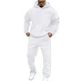 thumbnail image 3 of sususu Mens Suits Classic Fit,City Name Hooded Sweatshirt and Jogger Set Mens Casual Athletic Streetwear Outfit for Comfortable Daily Wear - White, 3 of 4