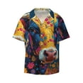 thumbnail image 5 of Daiia Colorful Daisy Sunflower Cow Men's Linen Shirts Short Sleeve Casual Shirts Button Down Shirt for Men Beach Summer Wedding Shirt-Large, 5 of 6