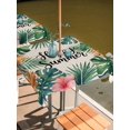 thumbnail image 2 of Outdoor Tablecloth with Umbrella Hole for Patio/Picnic/Party/Camping, Happy Summer Waterproof Table Cloth Square Cover Washable, Rustic Tropical Palm Leaves Floral Burlap (54"x 54"), 2 of 9