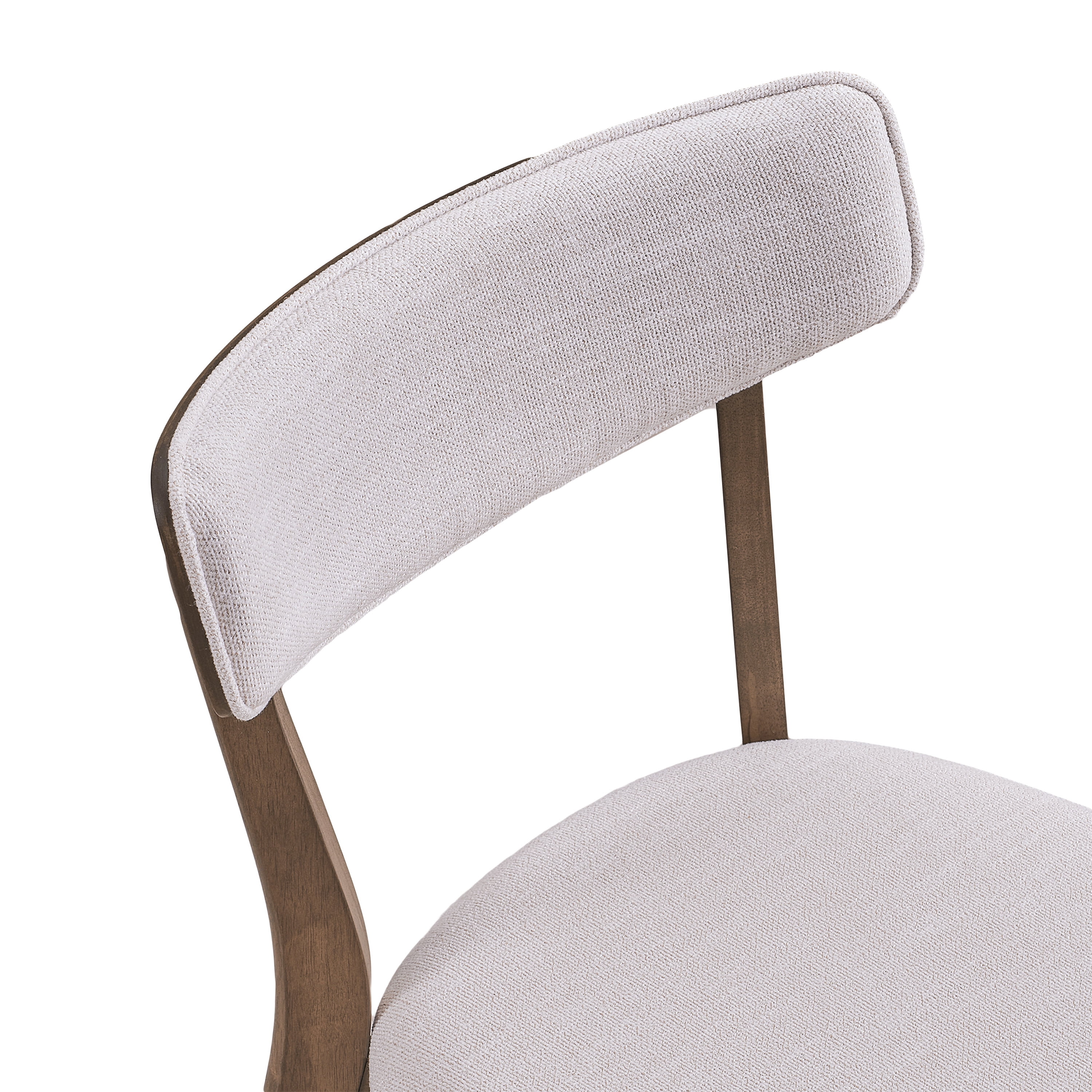 Noble House Sadie Indoor Mid-Century Fabric Dining Chairs, Set of 2, Beige, Walnut