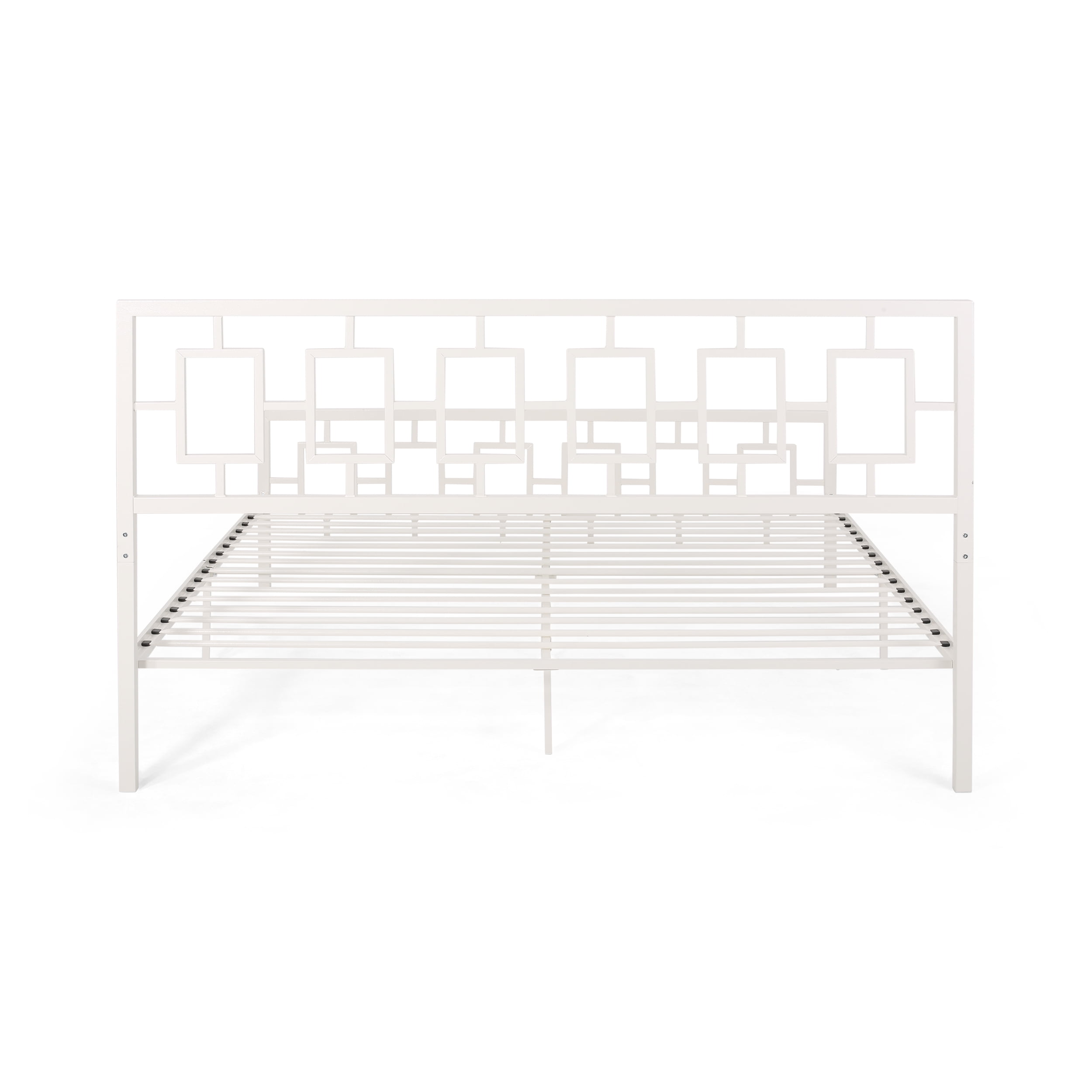 Noble House Krystin Modern King-Size Iron Bed Frame, White